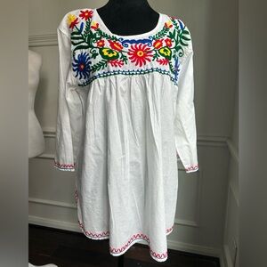Royal Moda Floral Embroidered White Mexican Blouse